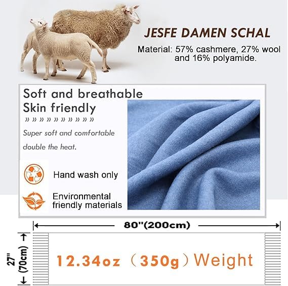 Damen Kaschmir Schal mit Quasten weicher warmer Winter Einwickelschal Größe 200 x 70 cm