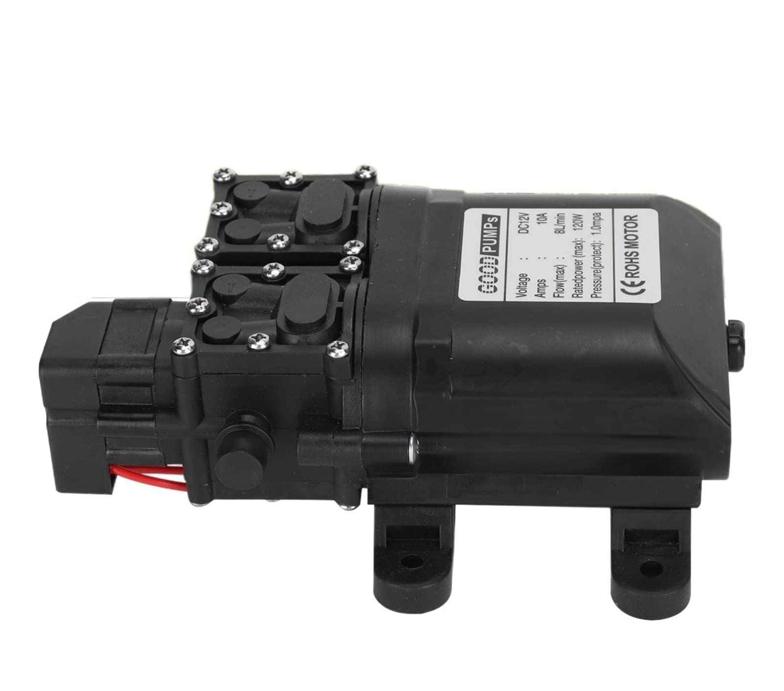 Mini Bomba pequeña 1 2V 120W Bomba de Agua de diafragma de Alta presión de Alta presión 8L Bomba de Agua Grande con Interruptor de presión automático for césped (Color : Black)