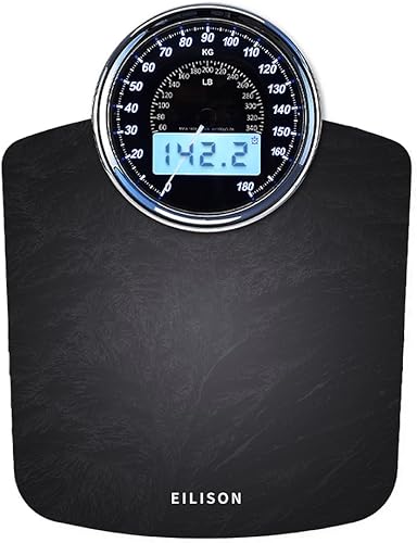 EILISON - Báscula digital y analógica 2 en 1 altamente avanzada para peso corporal, de 400 libras, con 4 sensores GX de alta precisión, vidrio