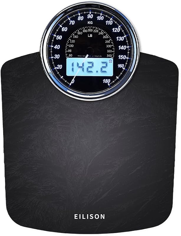 2-in-1 Digital & Analog Bathroom Scale, 400 lbs, Large Display | Weighing Scale,Body Weight,400 lbs,Dual Display,4 GX Sensor,Battery Included,Thick Tempered Glass,Large Display,Colors Option