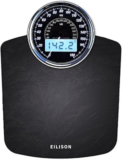 EILISON Highly Advance 2-in-1 Digital & Analog Weighing Scale for Body Weight-400lbs, 4 High Precison GX Sensor Accurate, Thick Tempered Glass, Extra Large Display (red) (New Black)