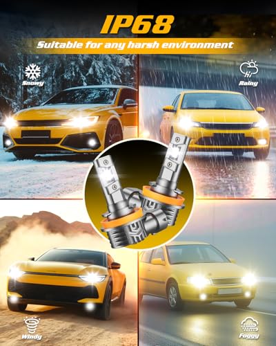 Image of FORENNER H11 9005 Light Bulbs Combo, 1000% Super Brightness, 1:1 Size Easy Installation H11 /H9 /H8 9005 /HB3 Headlight Bezels, 10-Year Life, IP68 Waterproof, Pack of 4