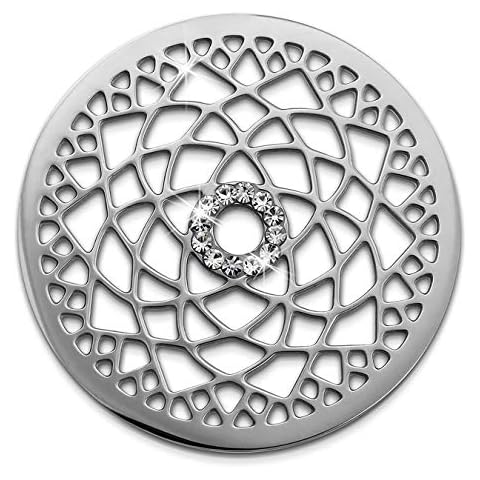 Amello Lotusblume Coins silber 30 mm Einleger Damen Zirkonia Edelstahl ESC532JW Edelstahl Coin Cover