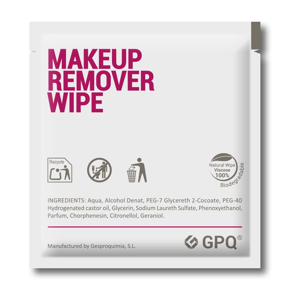 GPQ - Toallita Desmaquillante | 250 Und. | Amenities Limpiador Facial | Hidratante - Piel Suave - Sin Parabenos - Biodegradable | Hotel, B&B, Casa Rural, Camping, Crucero... | Fabricado en España