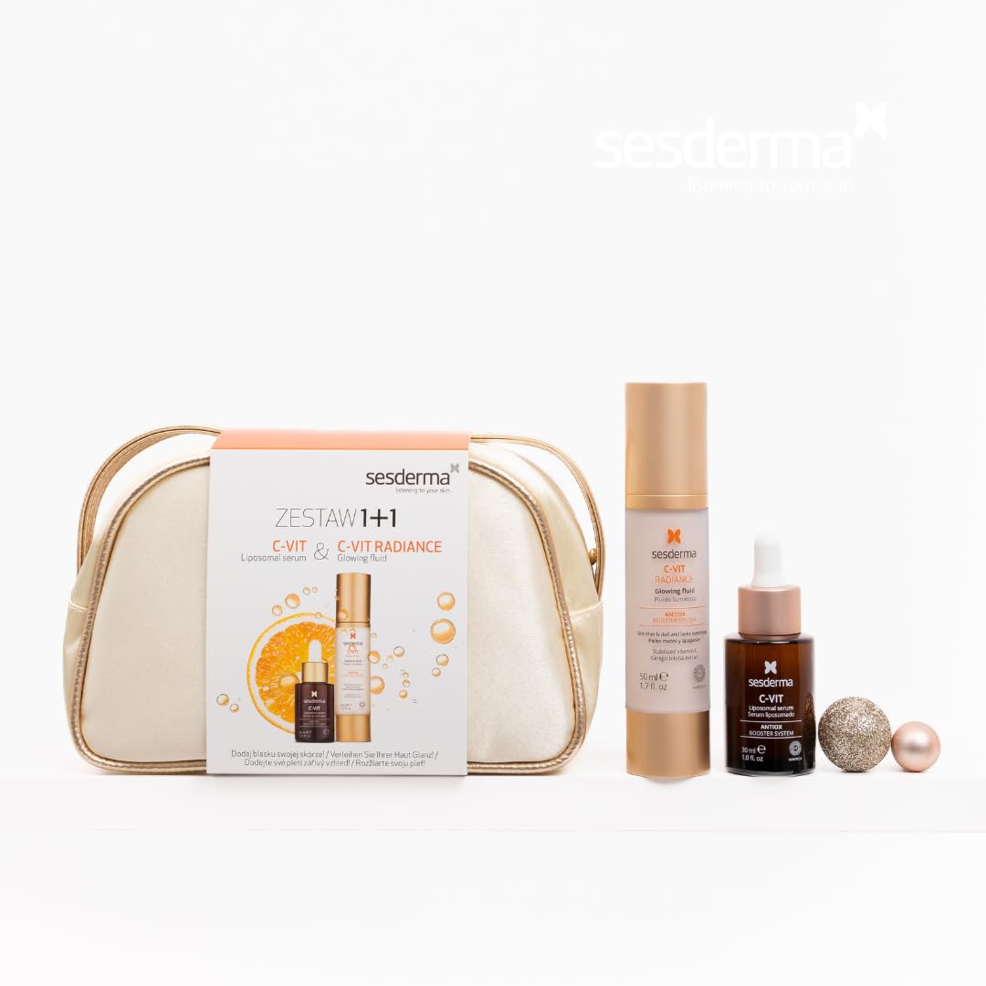 Sesderma C-VIT Weihnachtsset - Radience Creme 50 ml + Serum 30 ml, Vitamin C Anti-Aging Set, Feuchtigkeit & Glow, Für strahlende Haut, Ideal für alle Hauttypen