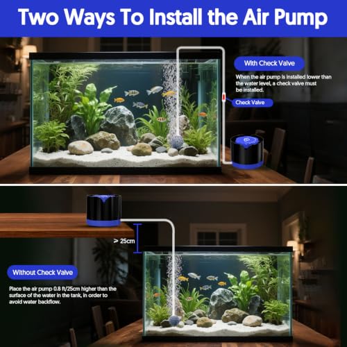 Image of QZQ Aquarium Air Pump, Quiet Fish Tank Air Pump with Single Outlet, Powerful Adjustable Oxygen Pump with Accessories, Aquarium Bubbler Aerator for Fish Tank up to 20 Gallon (2W)