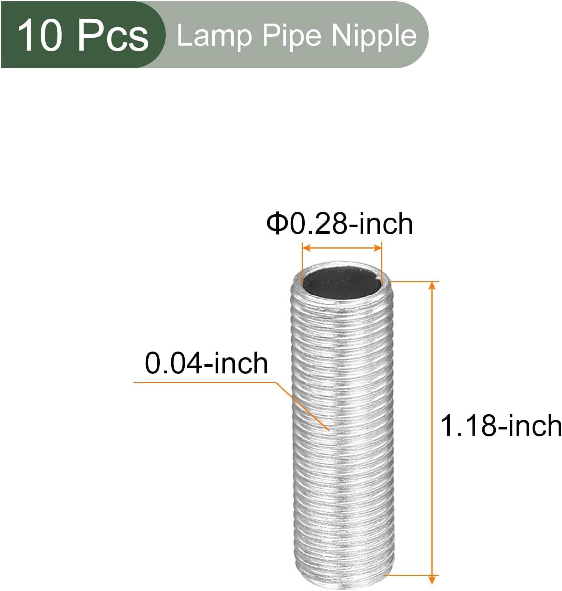 YOKIVE 10 Pack Lamp Pipe Nipple, 3cm Length M10 Full Threaded 1mm Pitch Zinc Plated Pipe Lamp Repair Parts, Great for Light Fittings