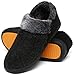 Mishansha Pantoufle Homme Chausson Fourré Chaude Chaussons d'intérieur Antidérapant Hiver Mousse Mémoire Slippers Noir Fumé GR.39