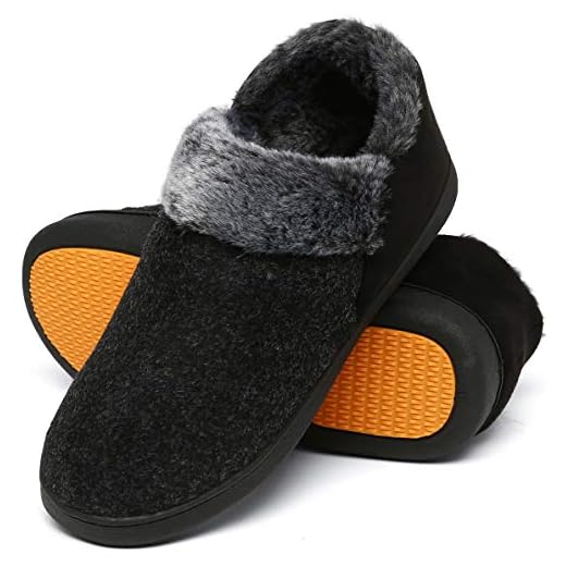 Mishansha Zapatillas de Casa Invierno Hombre Pantuflas Antideslizante Zapatos Espuma Viscoelástica con Cálido Forrado Negro Ahumado Gr.43