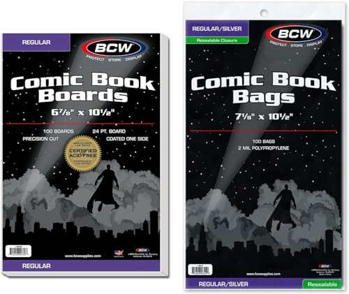 Bolsas de cómic de alta transparencia y tableros estables BCW Silver Regular