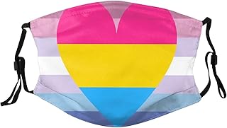Bigender Pansexual Pride Flag Face Mask Washable Reusable Adults Breathable with 2 Filters Black