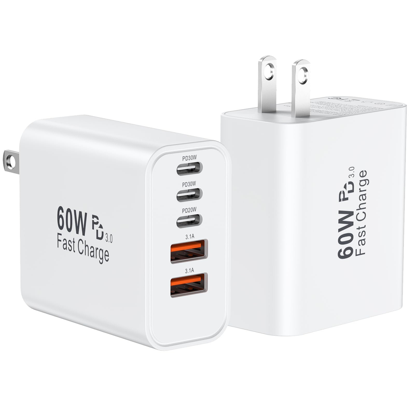Usb C Fast Wall Charger Block 2pack 60w Usbc Charging Desertcart