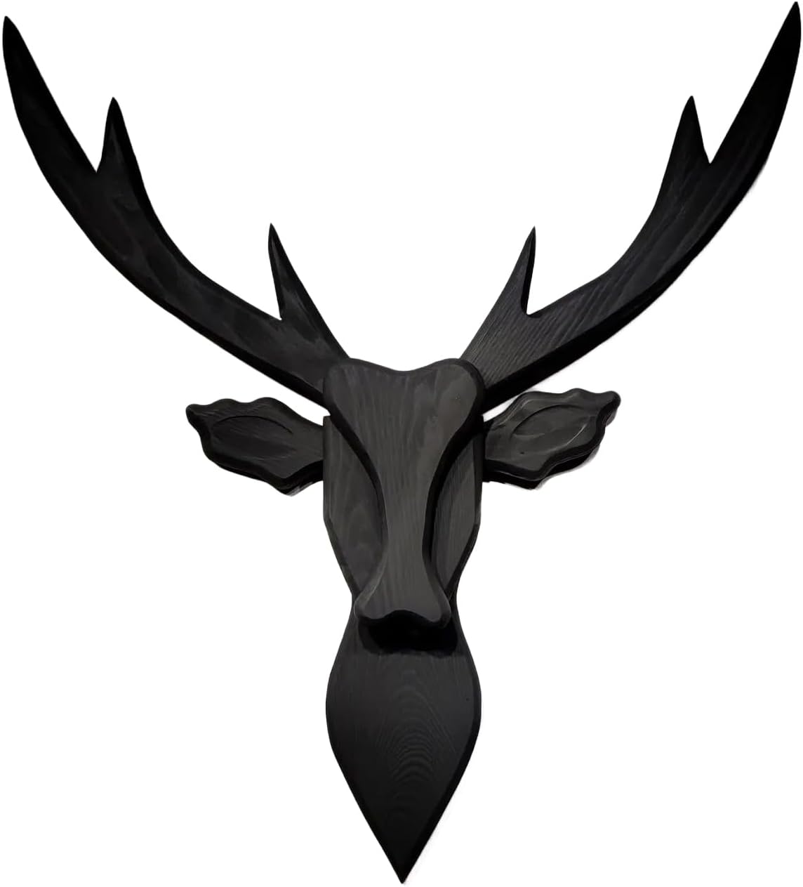 Handmade Wooden Deer Head Wall Mount - 29.5" Handcrafted Faux Taxidermy Deer Bust, Rustic Farmhouse Wall Decor Sculpture for Living Room, Entryway, Man Cave