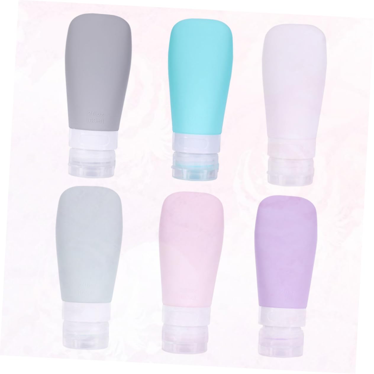 6 u Botellas de Viaje para Cosméticos Envases de Loción 60ml de Silicona Cierre Hermético para Viajar y Uso Diario