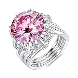 Gobaalele Hearts & Arrows Cut Engagement Ring, 6ct 5A Cubic Zirconia Pink Stone Spinel Lab Grown Dia