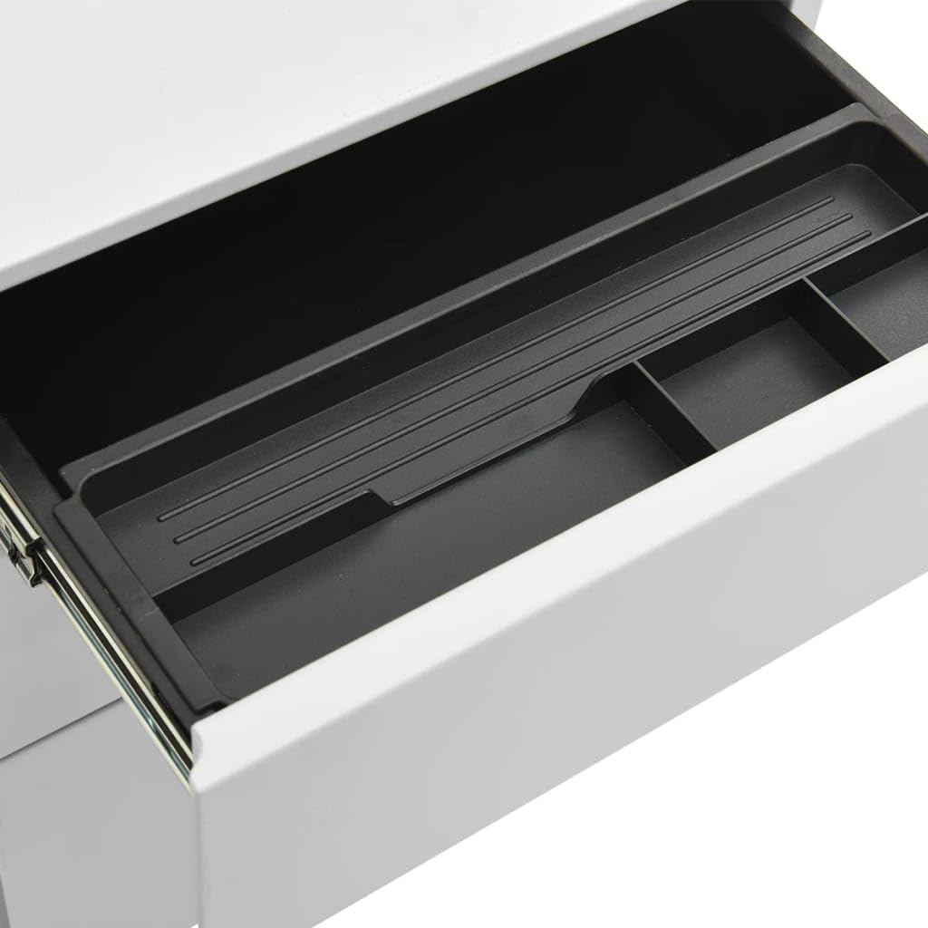 Hothingwell Raccoglitore Mobile Grigio Chiaro 3 Cassetti Acciaio | Barre di sospensione rimovibili, portamatite, cuscinetto a sfere, per file lettera legale A4