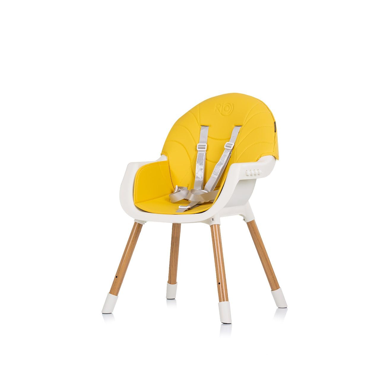 Chipolino Rio 2in1 seggiolone, seggiolone gambe antiscivolo 5 punti di sicurezza, colorazione:bianco giallo