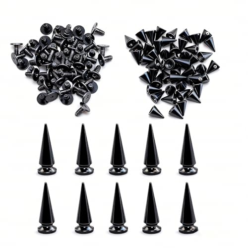 DIYCUT 50 et 10 Pièces Cuir Rivets Punk, 10 mm et 24 mm DIY Métal Bullet Rivets, Spike Stud Pointe avec Vis, Convient pour Le Travail du Cuir, La Réparation de Jeans,...