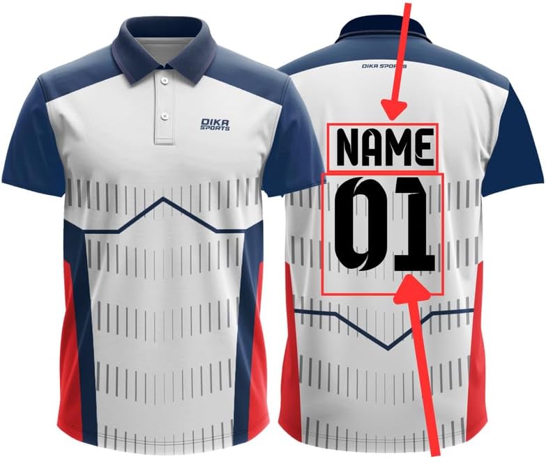 Dika Sports Custom Add Name and Number Jersey for Men Cricket t-Shirt | 2 Year to 5XL