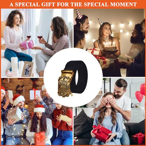 Vintage Men's Ratchet Belt Adjustable Nylon Waist Strap Classics Carved Dragon Belts for Jeans Casual Pants4