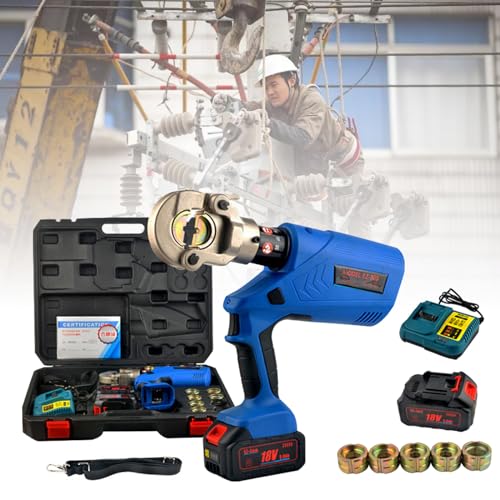 HCZKIUJY Hydraulic Crimping Tool with 2 Rechargeable Batteries, Fast Crimping, 360° Rotation, for 16-300/16-400/25-630 mm2 (300)