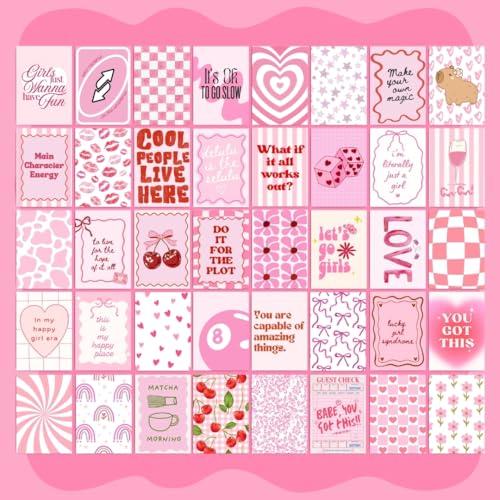 Pink Coquette Room Decor Aesthetic (Set of 40) Girly Wall Decor, Light Pink Posters for Room Aesthetic Pictures, Vintage Coquette Decor Downtown Collage Kit for Teen Girl Dorm Bedroom (4x6)