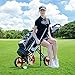 Tangkula Golf Push Cart with Seat, Lightweight Folding 3 Wheels Golf Pull Cart, Golf Trolley with Scoreboard Bag Foot Brake, Cup & Umbrella Holder, Height-Adjustable Handle, Golf Push Pull Cart