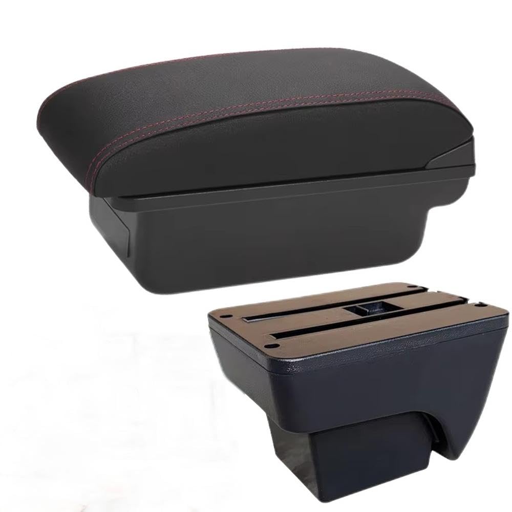 SXQPOCAR Car Armrest Box For Seat Arona For Ibiza 6L 6J 2017-2025 Auto Center Console Armrest Storage Box Replacement Parts(C1 Black red NO USB)