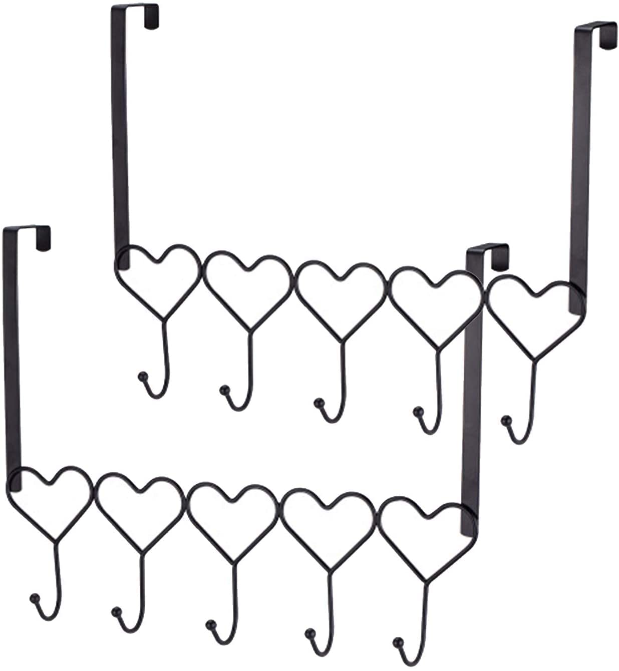 MKAK 2pcs Over The Door Towel Rack, 43×33cm Iron Towel Racks Heart-Shaped Wall Hanger No Punching Bath Towel Holder