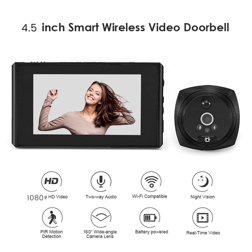 Vereen 1 zestaw PIR drzwi elektroniczny wizjer kamera do drzwi 2MP 4,5 ekran LCD cyfrowy dzwonek do drzwi srebrny