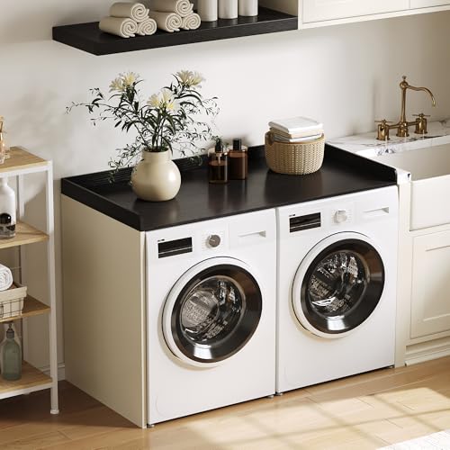 Image of ChooChoo Washer Dryer Countertop, 1-Tier | Laundry Room Topper, Spacious Storage, For Folding Clothes & Efficient Organization, Black
