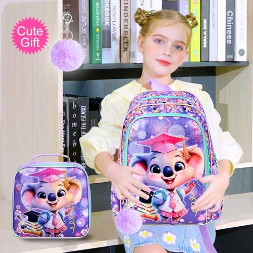 Image of AGSDON 3PCS Backpacks for Girls, 16 inch Elementary Kids Backpack Preschool School Bookbags and Lunch Box