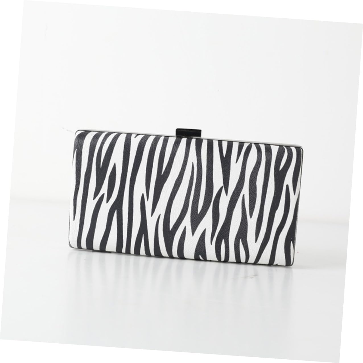 VILLCASE Bolso de Noche de Pu Rayas de Cebra, Negro Elegante