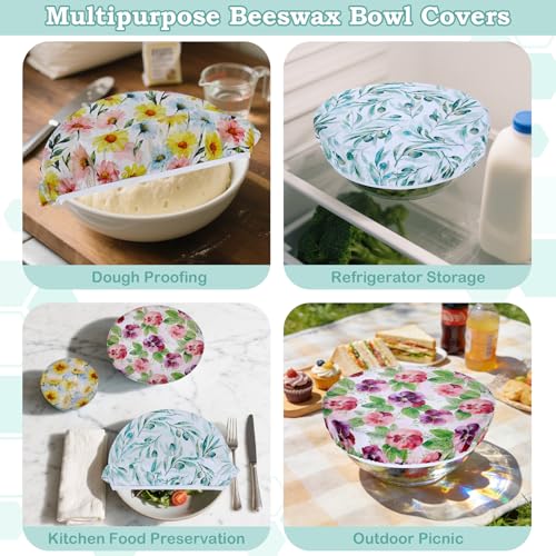 5Pcs Reusable Beeswax Elastic Bowl Covers for Bread Proofing and Food Cover - image 5