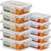 ZENO Glass Containers with Lids 10 Pack | Meal Prep Containers | Glass Food Container with Lid, Airtight Seal, Leakproof Lid | Dishwasher Safe | Freezer & Microwave Safe | 5 X 1050ml + 5 X 370ml