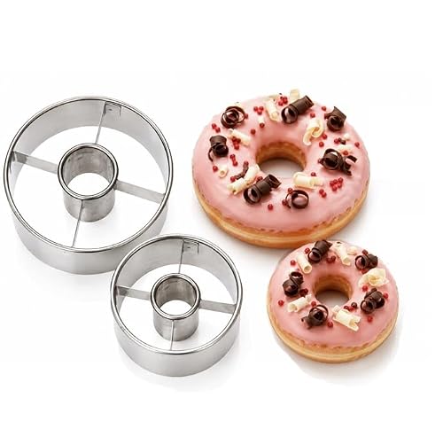 Pastry Chef's Boutique Stainless Steel Donut Cutter Set of 2 : Ø 2 1/2'' and 3 1/2''.