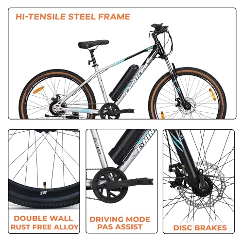 Image of NINETY ONE Wolverine X | Electric Cycle | 7.8Ah Battery | 27.5T | 91 Tuf Shox Front Suspension | 250 Watt IP65 BLDC Motor | 99% pre-Assembled | 2 Years Battery Warranty | Blue Silver