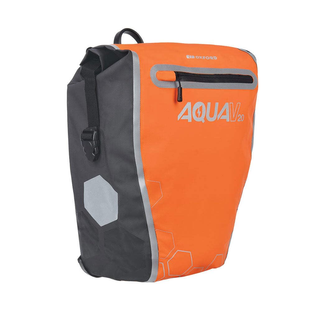 Oxford Unisex Aqua V20 20L Fahrrad Gepäckträgertasche Wasserdicht Fahrrad Rücksitz Kofferraumtasche für Radfahren Radfahren Reisen Reiten, Orange Schwarz Silber, 20 Liter UK