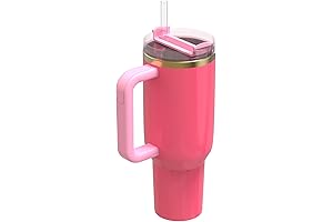 40oz Tumbler with Handle and Straw, Rose Hot Pink 40 oz Tumbler,...