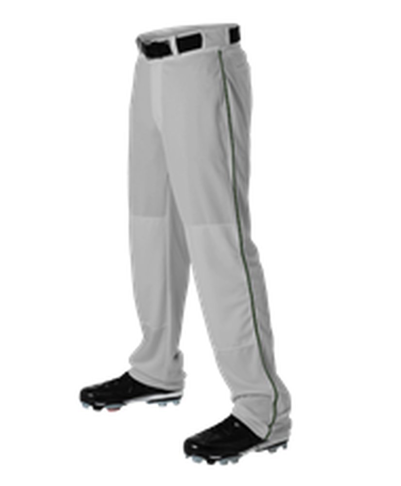 Alleson Adult Baseball Pant with Braid Grey, Dark Green S 605WLB 605WLB-GRDG-S