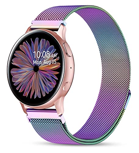 Issinlky métal Bracelet compatible avec Samsung Galaxy Watch Active 2, 20mm Bracelet acier inoxydable pour Galaxy Watch 4/Galaxy Watch 5/Galaxy Watch 4 Classic/Galaxy Watch 3 41mm/Amazfit GTS Cover