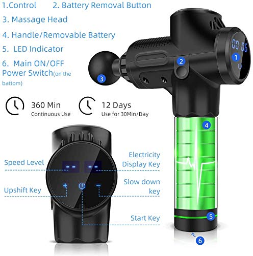 Massagepistole,Touchscreen Massage Gun Deep Tissue Massager,30 Speed Handheld Persönliche Muskelmassagepistole mit 4 Massageköpfen,für Hals,Schulter,Körper Entspannen – Bild 3