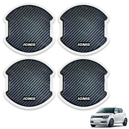 イグニス ドアハンドルプロテクター ドアガード スズキ イグニス FF21S などの車種に適用 車 傷防止 保護 爪傷防止 カーボン ドアハンドル プロテクター キズ防止 4枚入り (IGNIS, L)