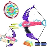 Juego de tiro con arco: este es un juguete universal que se puede jugar al aire libre y en interiores. Los niños practicarán su precisión, coordinación mano-ojo y motricidad fina apuntando directamente al objetivo de una manera divertida e interactiva. Juego de Arco y Flecha para niños y niñas para niños se divertirá mucho y mejorará sus habilidades.