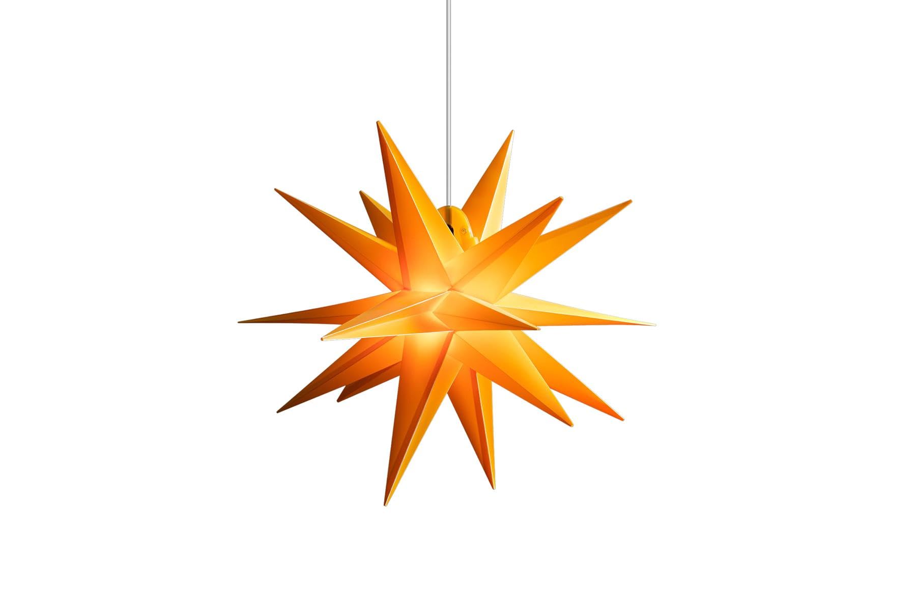 ZICOM LED Dekostern Weihnachtsstern Stern mit 18 Zacken wetterfest, gelb Ø 55cm Innen und Außen für Weihnachten, Hochzeiten, Party, Dekoration, Geschenkidee, 230V 50Hz, LxBxH 55x55x55cm