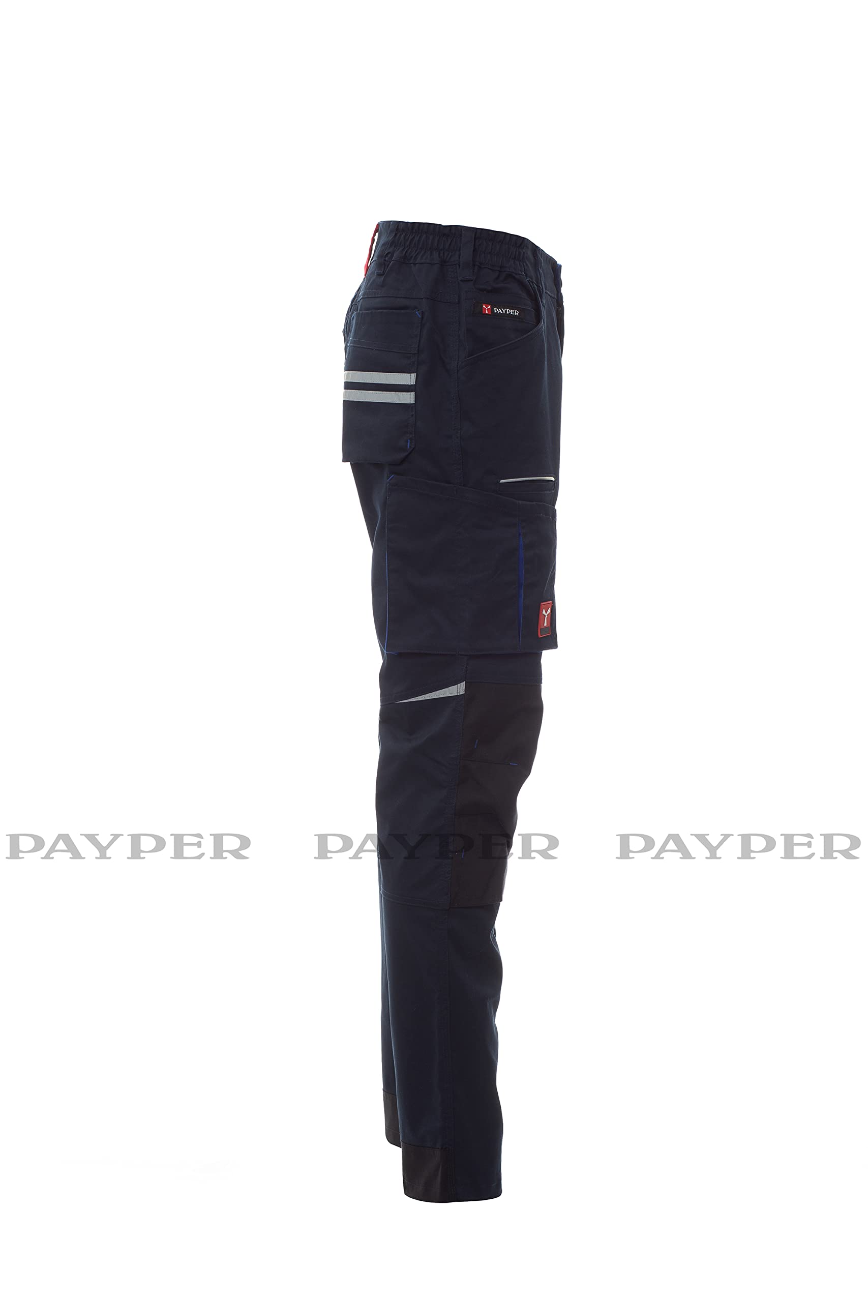 PAYPER NEXT400 Arbeitshose multifunktionale Stretch-Unisex-Hose Twill mit 30% Baumwolle und 20% innovativem Elastomultiester 7 Taschen und Reißverschluss Navy Blue/Black 52