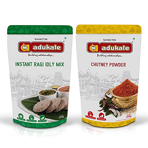 Adukale Instant Ragi Idli Mix and Chutney Powder Combo | Healthy South Indian Breakfast | Ragi Idli 250g Pack + Chutney Powder 200g Pack (Combo of 2) (B076BL95WN) Amazon Price History, Amazon Price Tracker