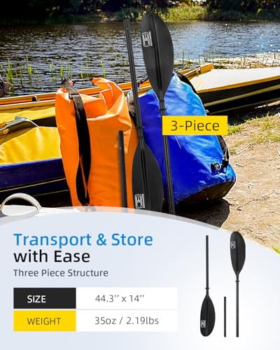 Image of OCEANBROAD Kayak Paddle 230CM /90.5 Inches Carbon Shaft Kayaking Boating Oar with Paddle Leash