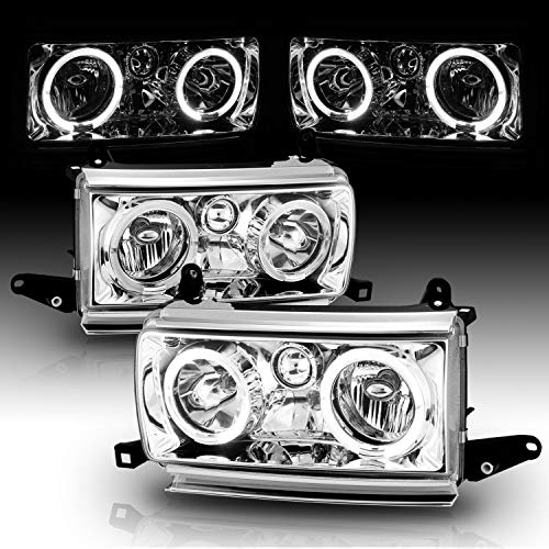 AmeriLite Chrome Crystal Headlights Halo For Toyota Land Cruiser - Passenger and Driver Side AmeriLite Chrome Crystal Headlights Halo For Toyota Land Cruiser - Passenger and Driver Side
