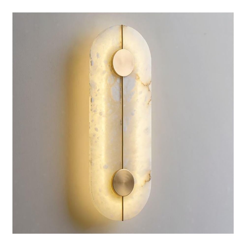 OZBMA Alabaster Marble Wall Sconce Modern Copper Light Indoor Stone Lamp for Bedroom Bedside Living Room Corridor Stairs Bathroom